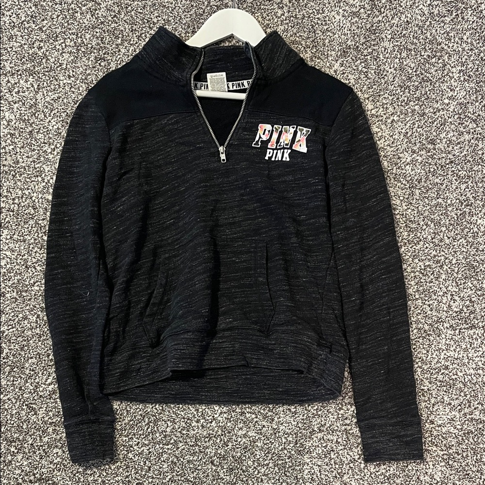 PINK Victoria's Secret Black Floral Logo Sweatshirt